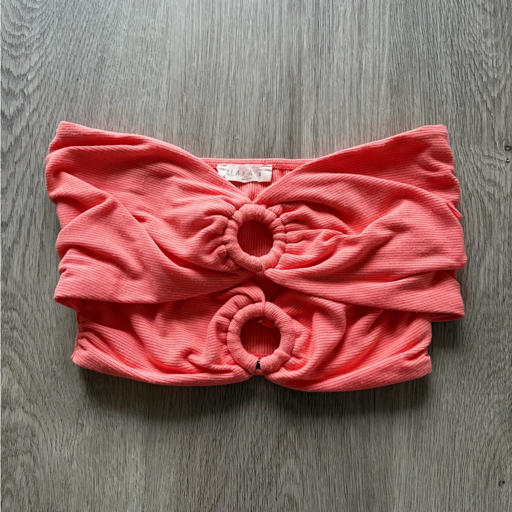 Coral Tube Top with Ring Details